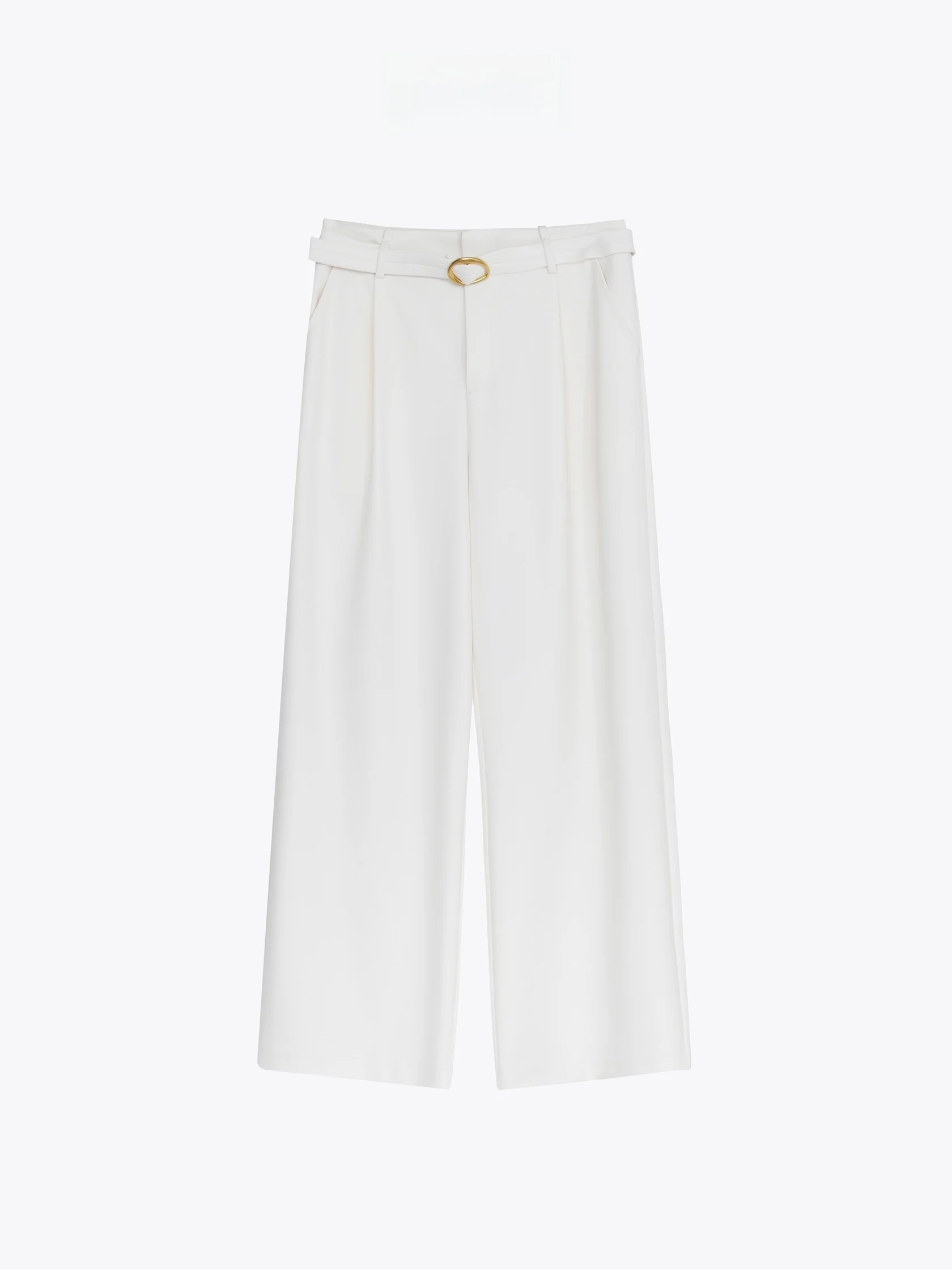 

FORNIYOYO Wide Leg Pants Draped Metal Bule Waisand Asymmetrical Drapey High Waist Long Straight Leg Trousers