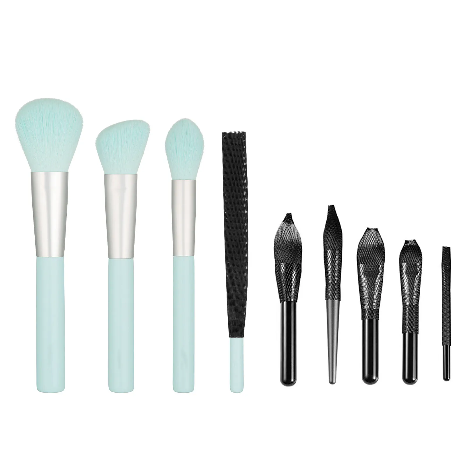 

50pcs Makeup Brush Mesh Cover Black Brush Protector For Travel Storage Reusable Non-Toxic Elastic Net Sleeve Guard