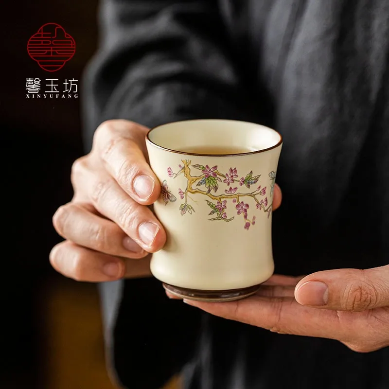 

Mi Huang Ru Kiln Butterfly Love Flower Kung Fu Tea Set For Home Use, High End Lifting Beam Pot, Tea Cup, Business Gift