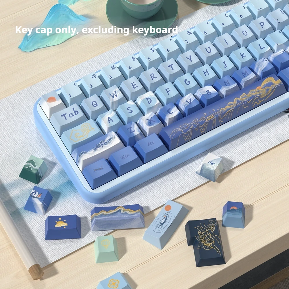 138/158 Key Landscape Lakes Mountains Creative Keycaps Personalized Pbt Thermal Sublimation Mechanical Keyboard Accessories