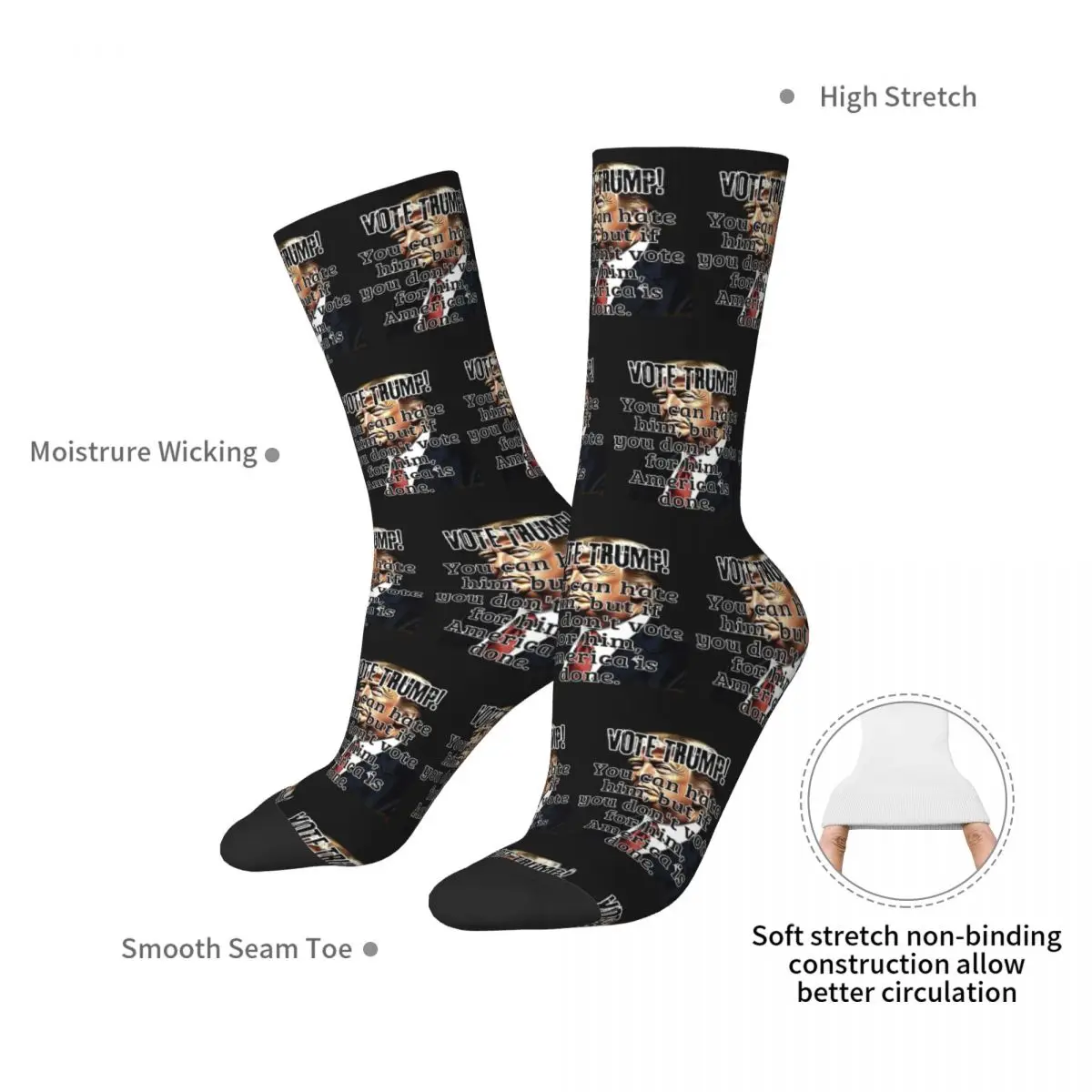 I Stand With Trump Socks Harajuku High Quality Stockings All Season Long Socks Accessories for Unisex Birthday Present