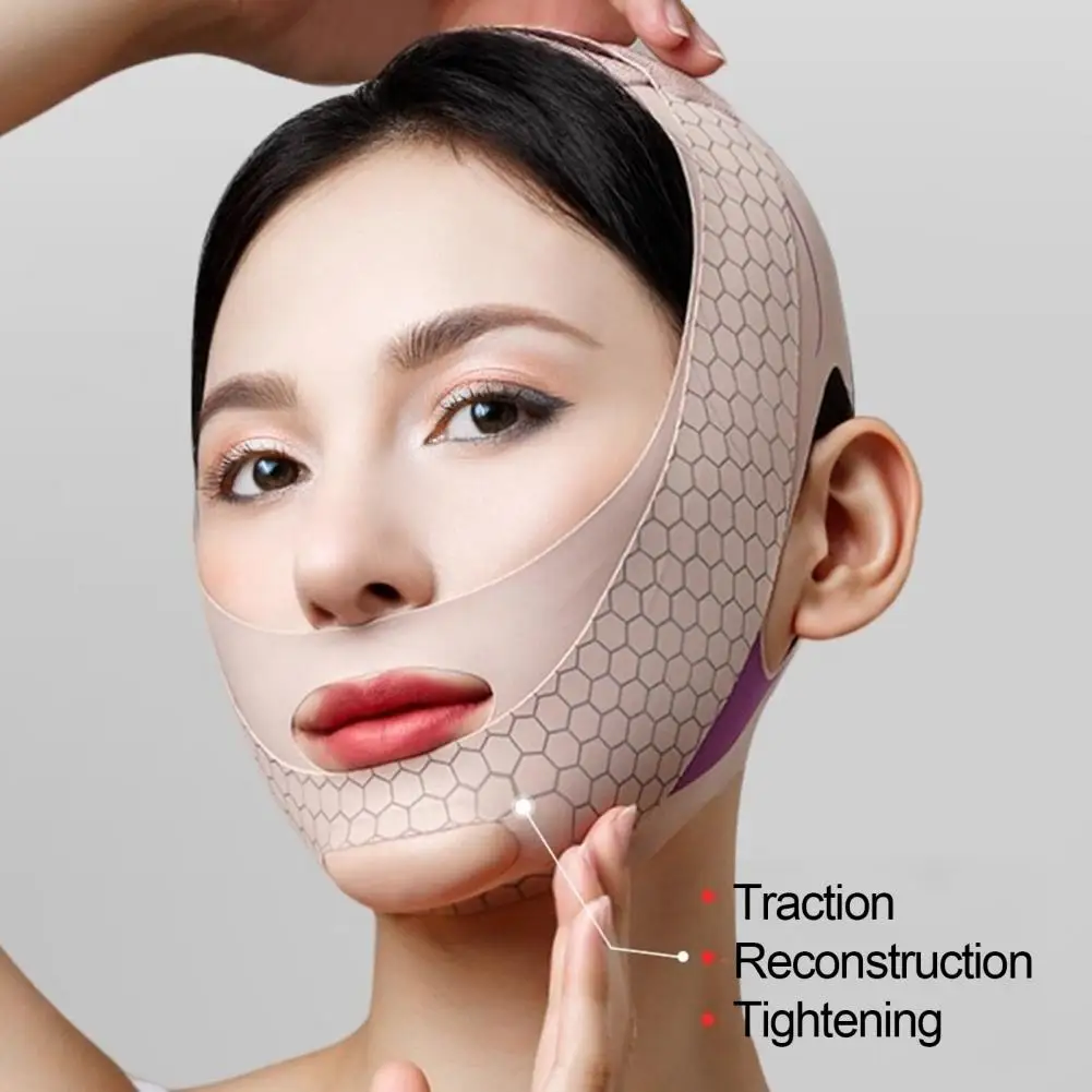V Line Lifting Mask Chin Strap Women Face Slimming Strap Reusable V Line Mask Prevent Sagging Jaw Exerciser V-line Face Shaper