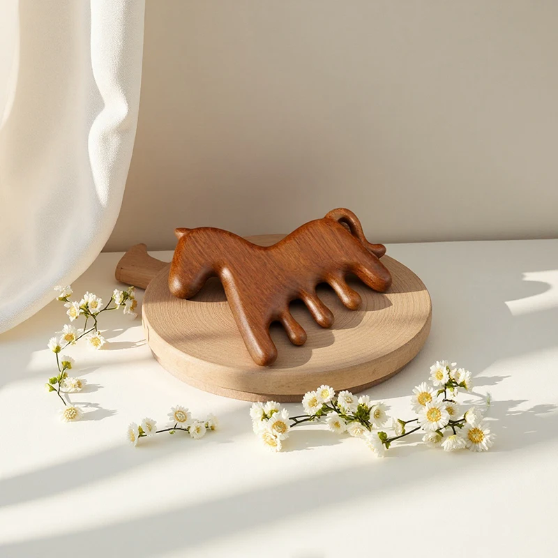 

Новый массажер Гуаша для головы, лица и кожи головы, массажная расческа с широкими зубьями для тела, подарок к Китайскому Новому году, Году Лошади, деревянная терапевтическая массажная расческа