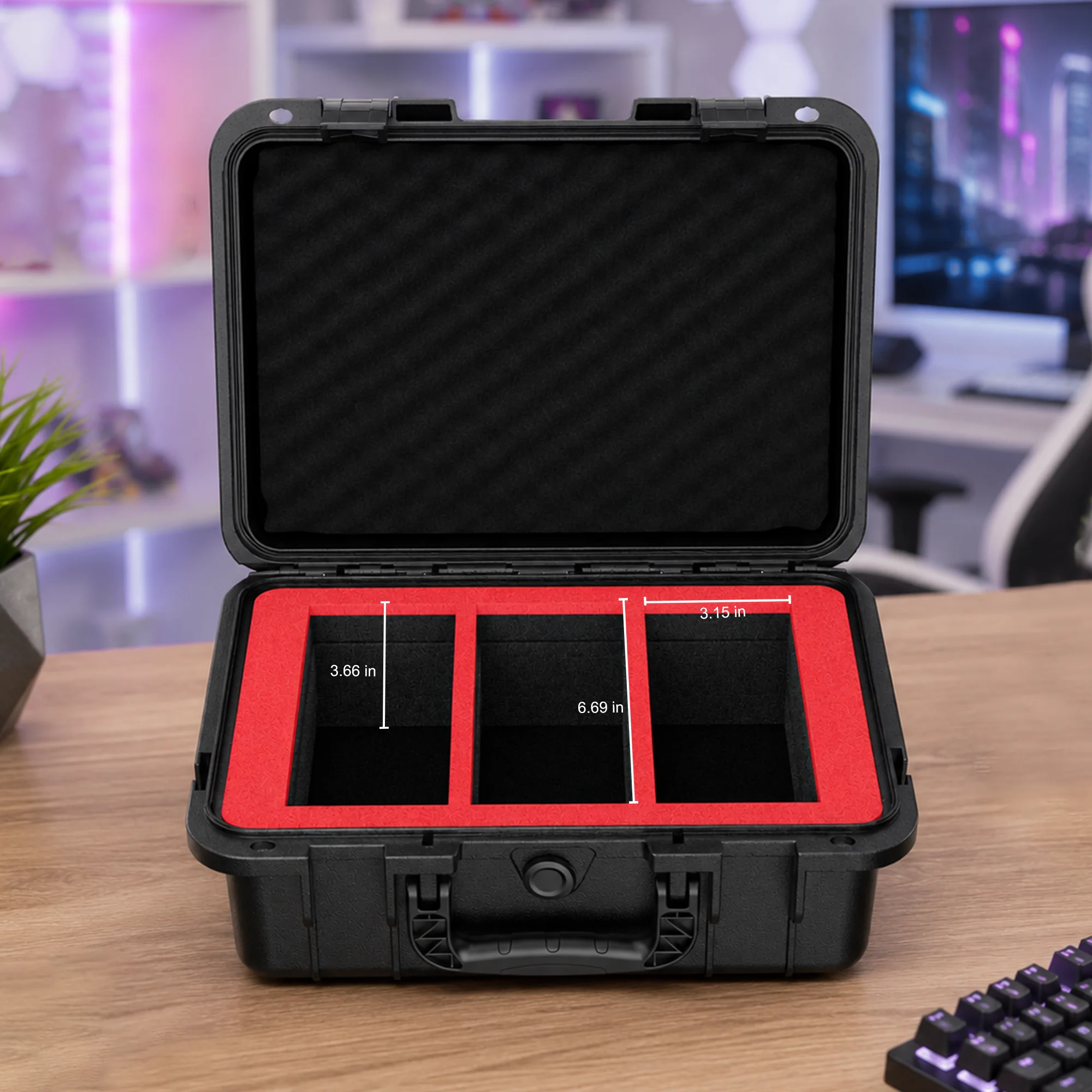 Trading Card Storage Box for 3" x 4"Top Loaders/Hard Sleeves/Magnetic Holder, Sports Cards Case with 3 Foam Dividers view 6