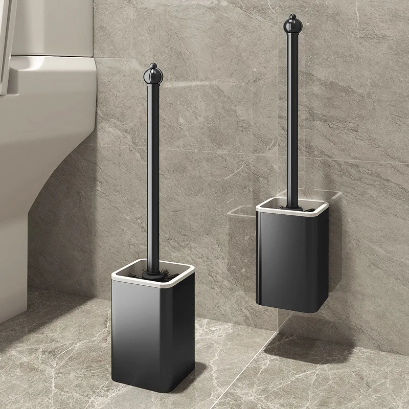 Luxury Square Toilet Brush Aluminum Wall Hanging Toilet Brush Household Simple Bathroom Accessories Cleaning Utensils