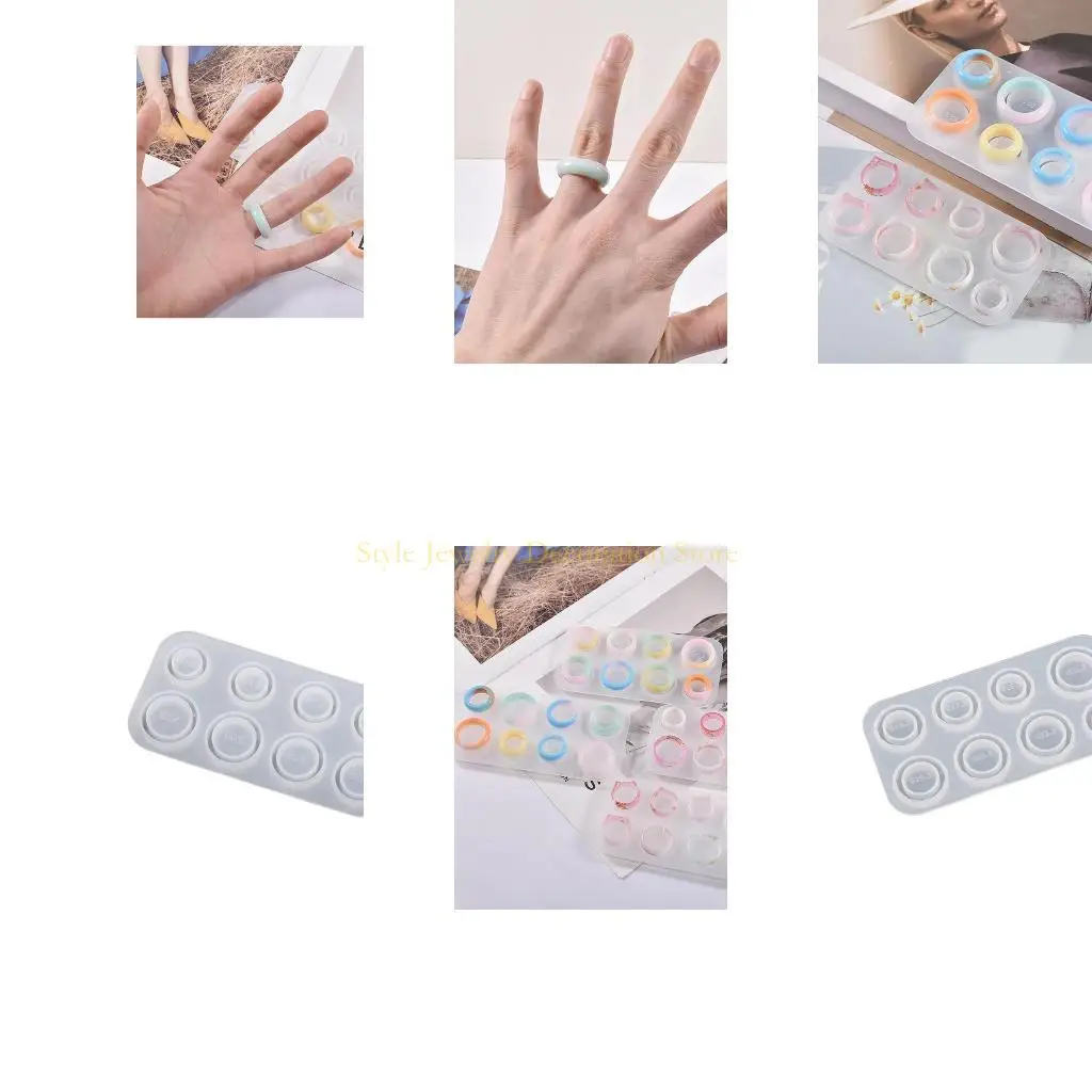

D46E Resin Ring Molds Silicone Ring Molds Assorted Sizes Ring Casting Mold Ears/Circle Jewelry Molds for Pendant Earrings