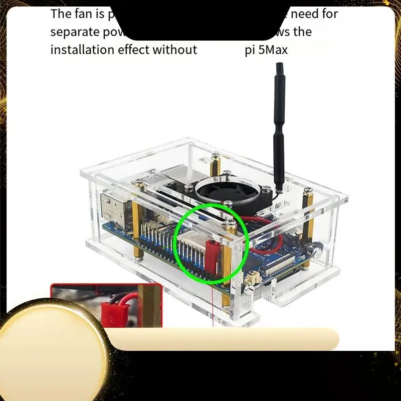 

For Orange Pi 5 Max Transparent Acrylic Shell Fan Heat Sink Orange Pi Shell Protective Case