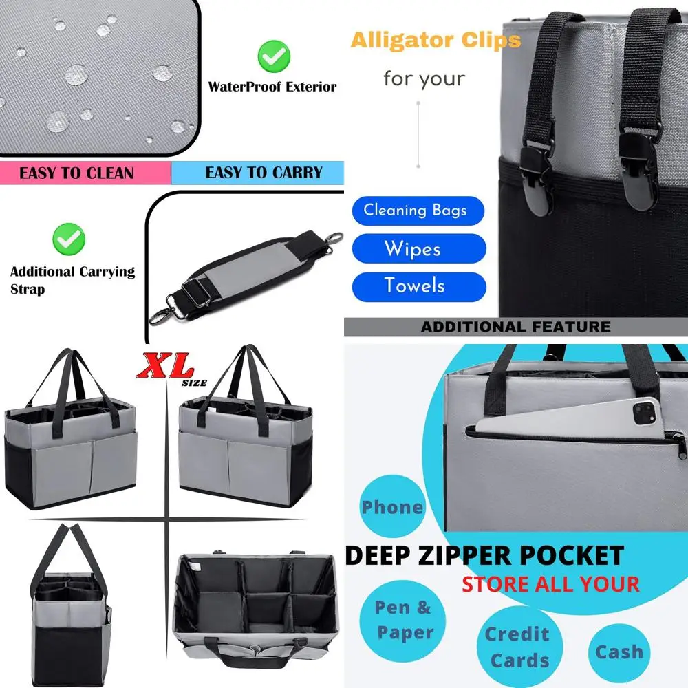 

Portable Cleaning Supply Organizer with Handle and Shoulder Strap