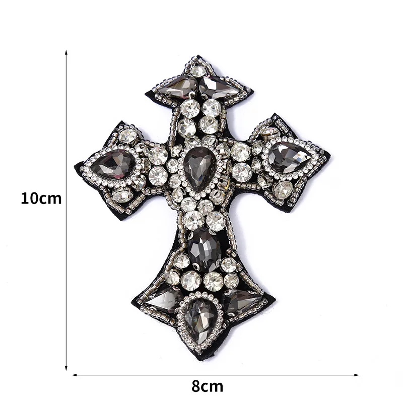 New Hand-Embroidered Diamond Cross Patch Fabric Decoration for Clothing, Shoes, Hats, Box Packaging DIY Patch Decorative Fabric