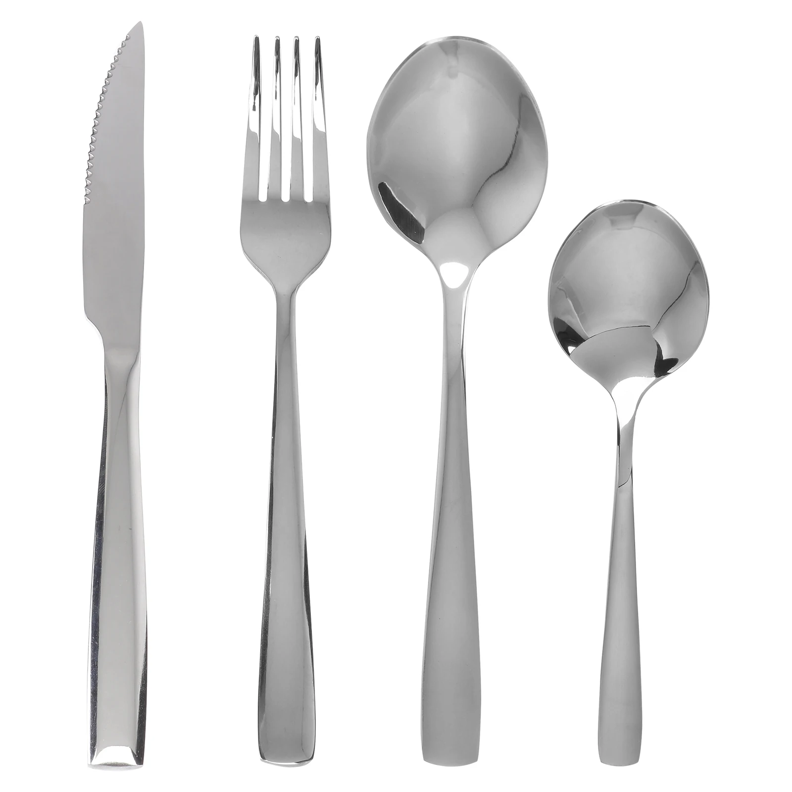 

4-Piece Stainless Set Shiny Mirror Dishwasher Safe Set Surface Dishwasher Safe Kitchen Utensils Cutlery