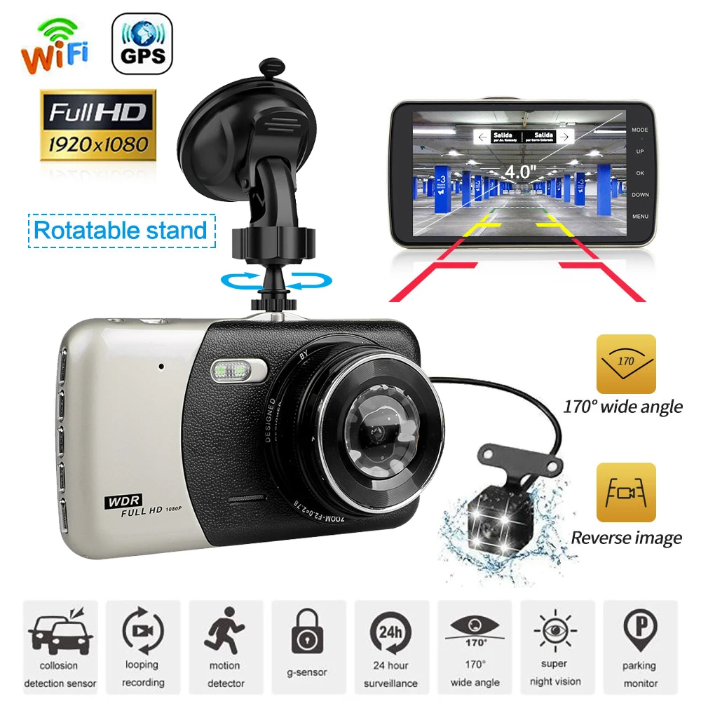 

Car DVR WiF GPS Dash Cam Rear View Reversing Car Camera Night Vision 1080P Dashcam Black Box Car Accessories Car Video Recorder