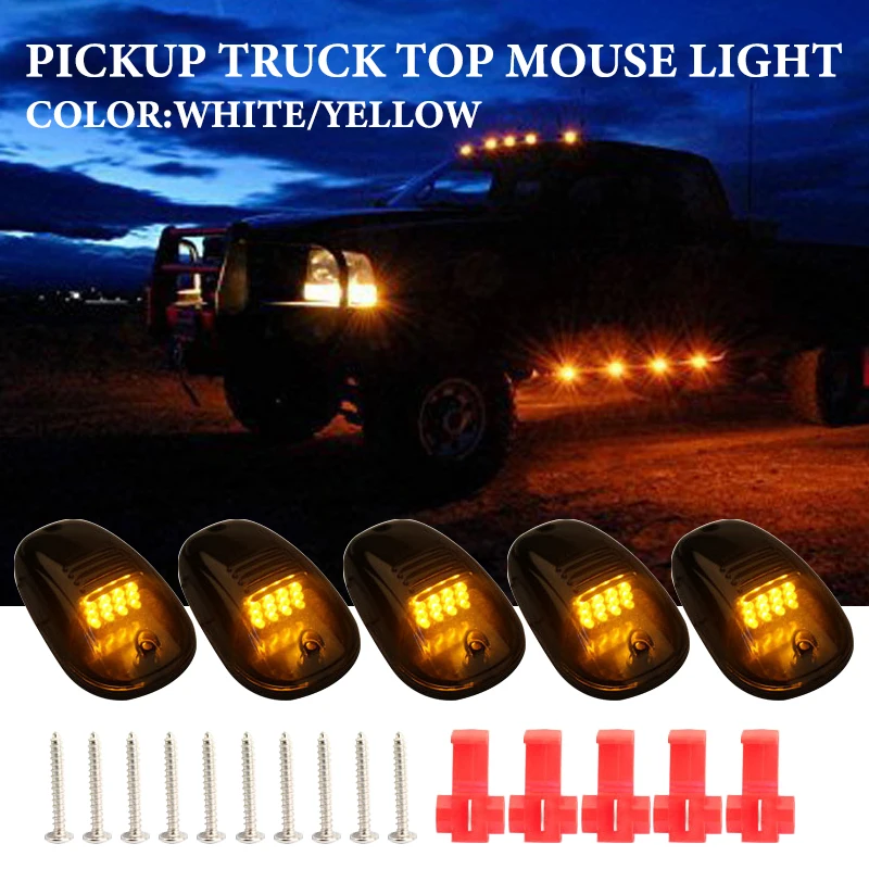 Feux de position de dédouanement de toit de voiture, lumières de souris de camion, blanc, jaune, 9LED, lumière diurne à l'iode, 514up, 5 pièces