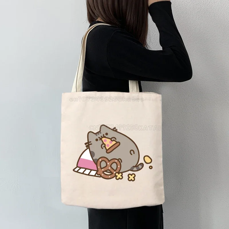 Сумки-тоуты Pusheen, многоразовые продуктовые сумки, экономичная тканевая сумка для покупок с мультипликационным принтом, складная Холщовая Сумка для рекламных объявлений, подарок