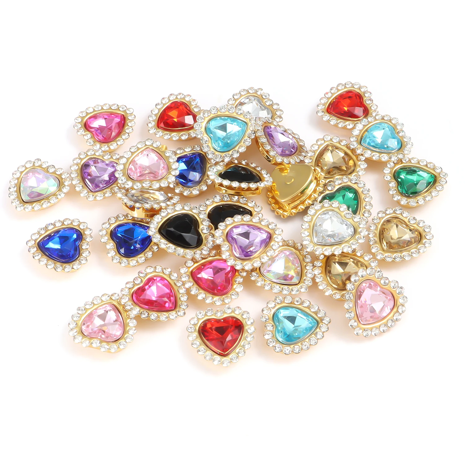 30 Stück 10 mm Pfirsich Herz Sonnenblume Gold flacher Boden Hand zum Aufkleben auf Strass DIY Kleidung Schuhe Tasche Haarschmuck Zubehör – Detail 4