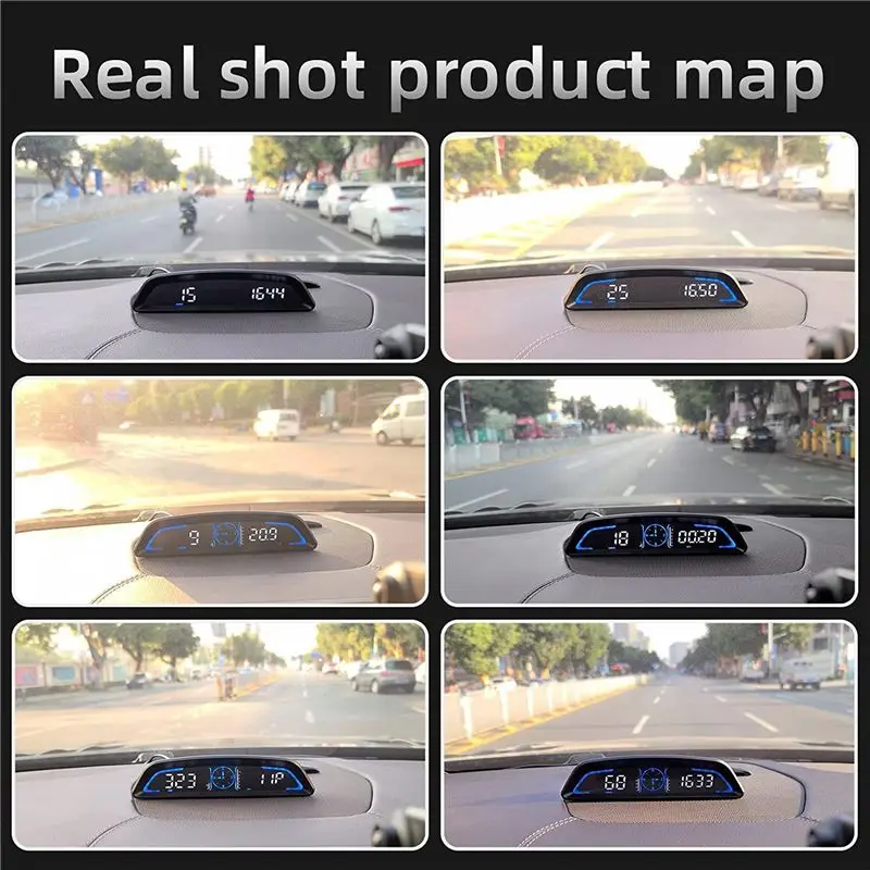 B21B Digital GPS Speedometer Car Heads Up Display with Speed Fatigued Driving Alert Overspeed Alarm Trip Meter