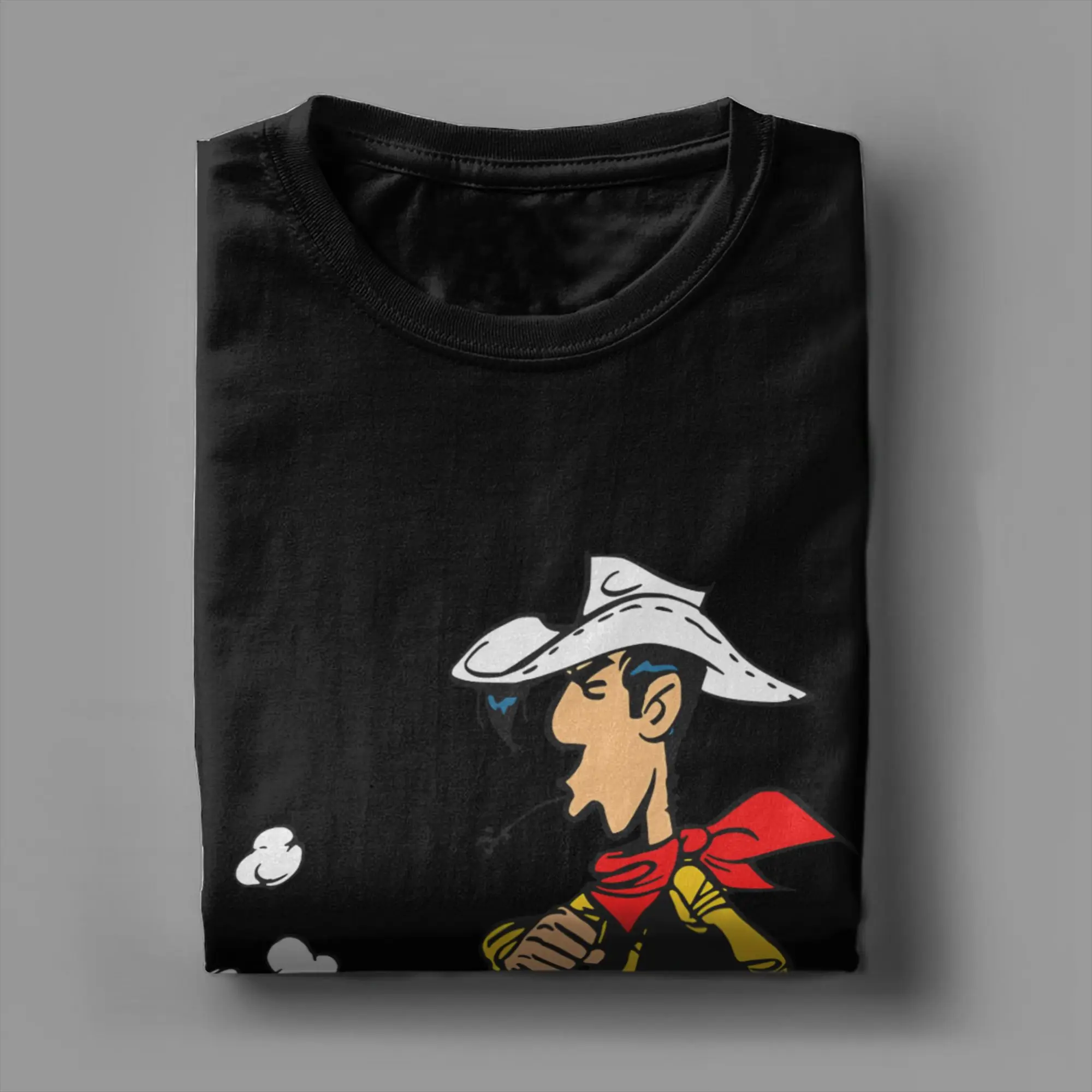 Men's Lucky Luke T Shirts Cartoon Pure Cotton Tops Casual Short Sleeve Round Neck Tees Birthday Gift T-Shirt view 4