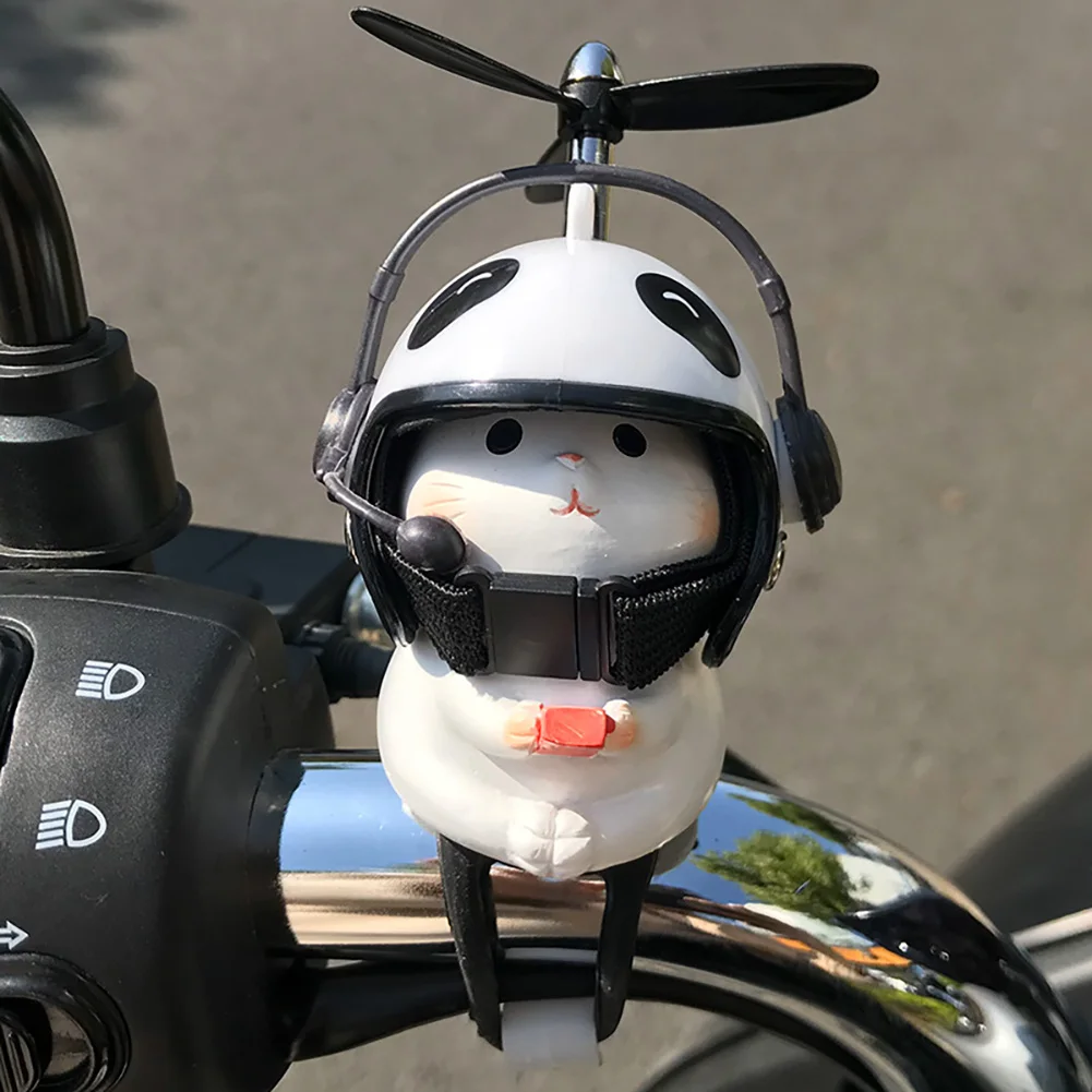 Motorcycle Handlebar Cat Helmet Deco Bike Electric Cute Cartoon With Helmet Propeller Ornaments Riding Equipment Accessories