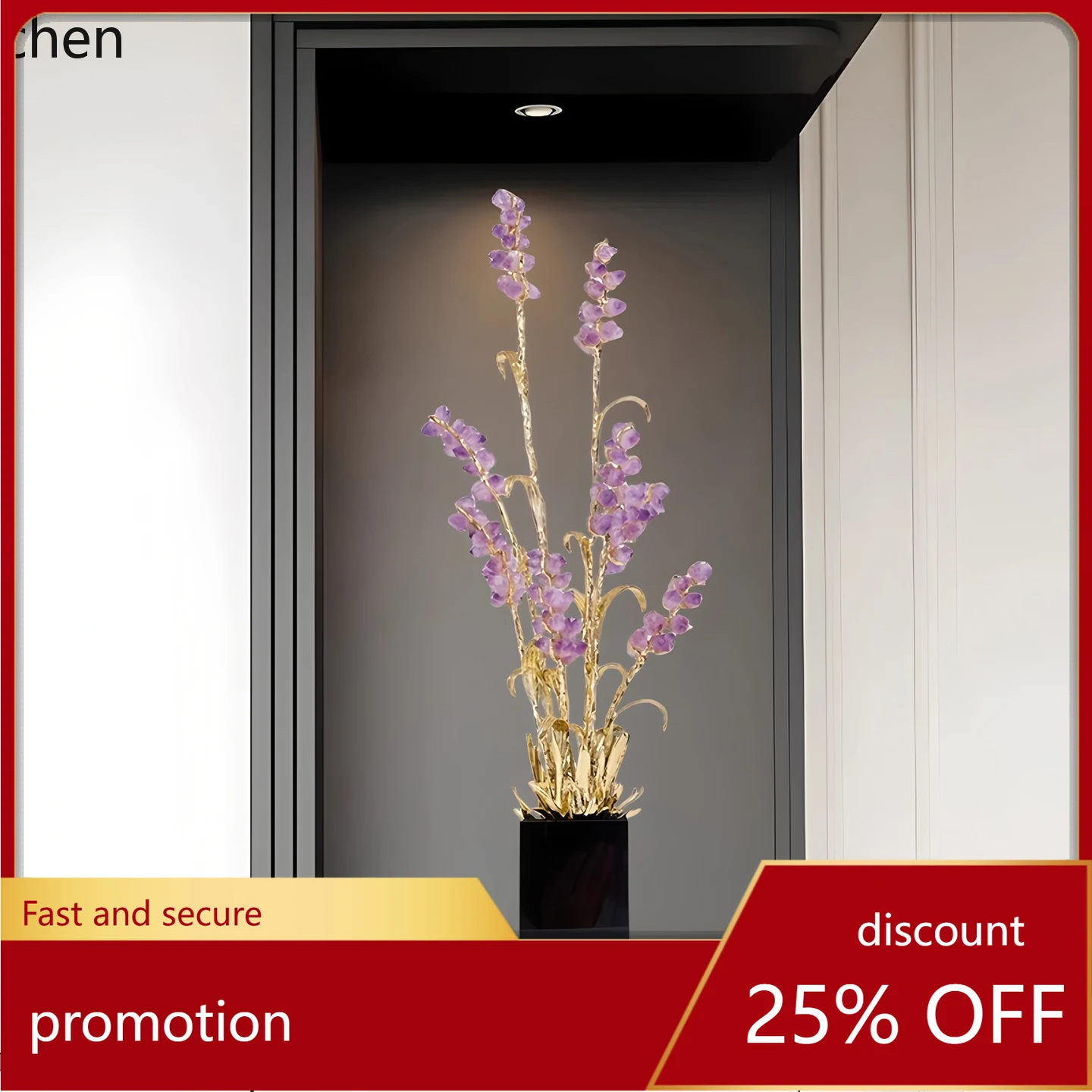 

HT Amethyst Wheat Spike Ornament Housewarming Gift Living Room Entrance Thin Tall Long Home Decoration