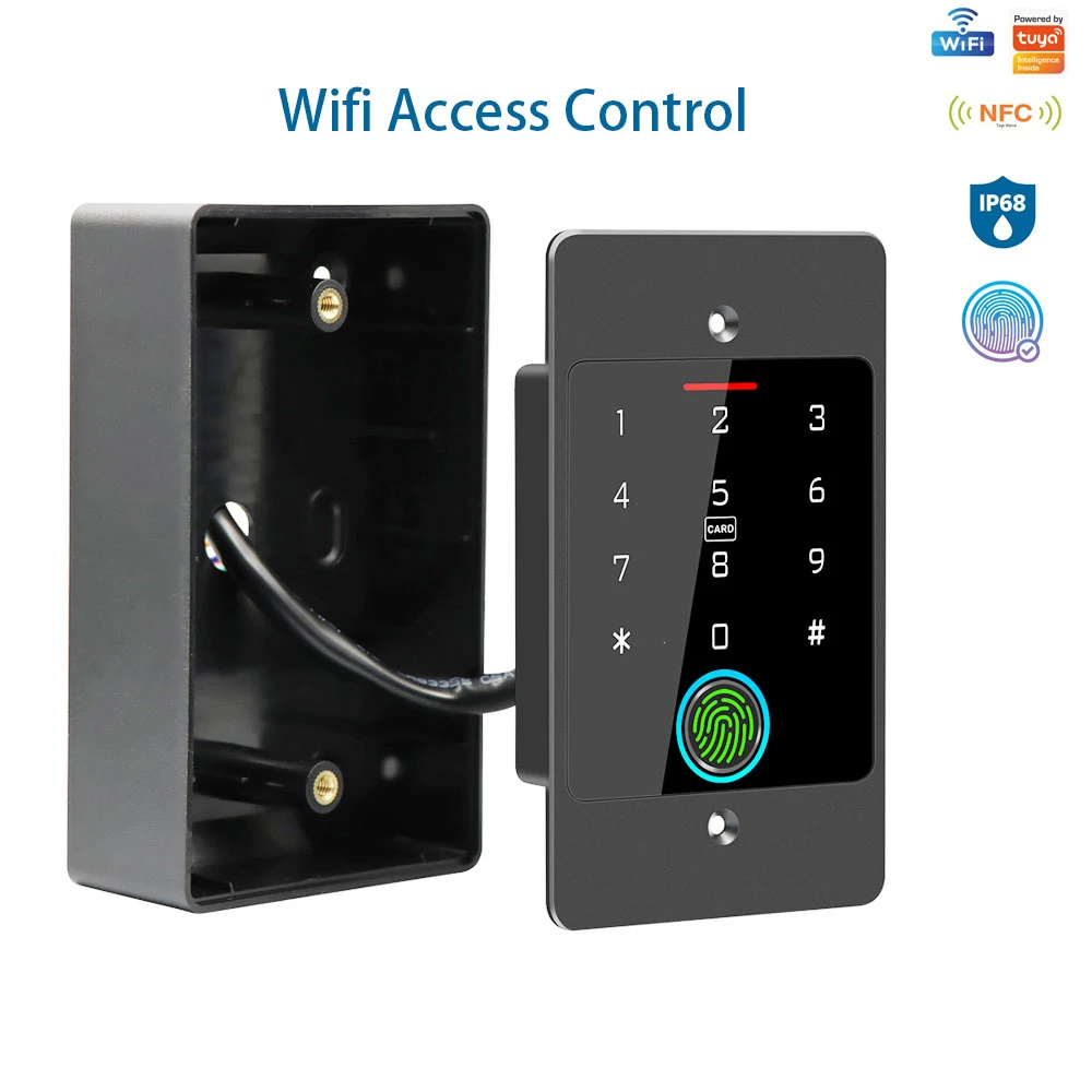 HF5 WIFI Support TuyaAPP Fingerprint Reader RFID Card Door Opener Metal Keyboard Standalone Design Access Controller IP68 CE FCC