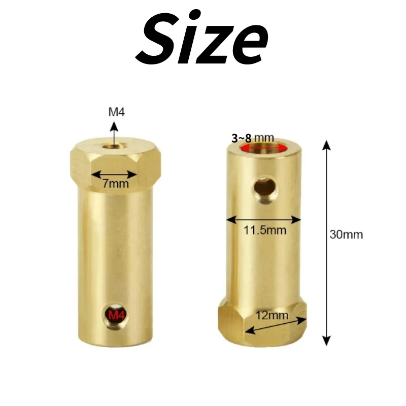 30mm Lengthened Brass Hex Coupling Coupler Wheel Hex Sleeve Adapter Tire Connector 3/4/5/6/7/8/mm for RC Boat Car Accessories