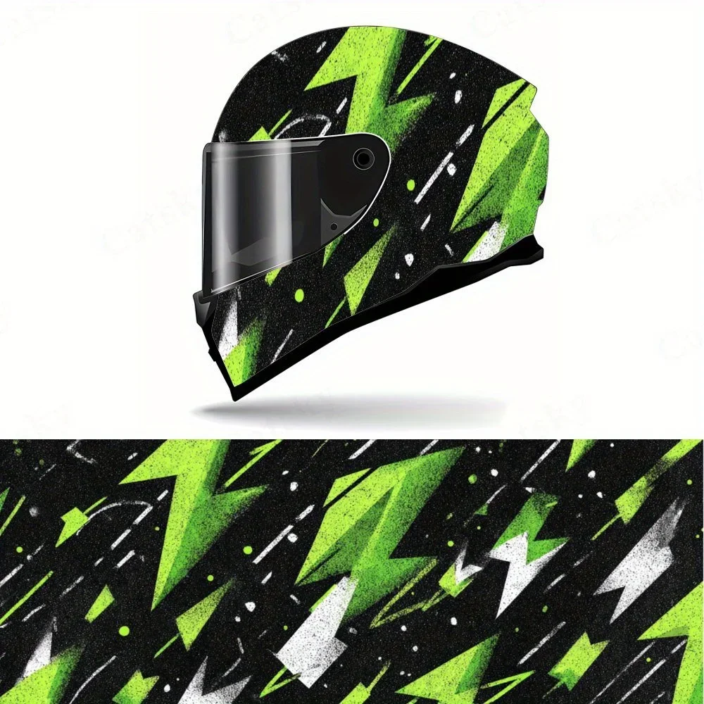 Adesivo Gráfico Abstrato Futurista Geométrico Moderno Inspirado em Tecnologia para Capacete de Moto, Decalque Gráfico de Corrida em PVC Autoadesivo e 