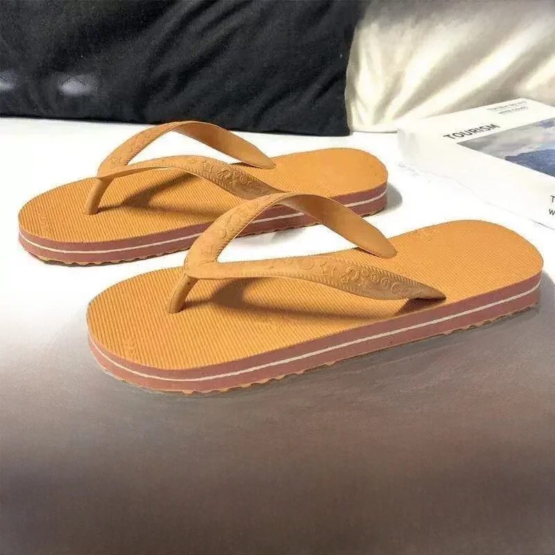 Men's Rubber Thong Slippers Summer Outdoor Beach Anti-slip Cross Strap Comfortable Lightweight Durable EVA Inner Sole Sandals