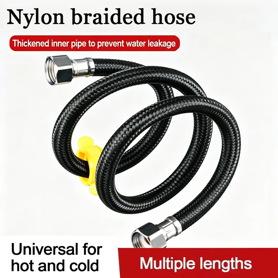 1pc 20/60/80/100/150/200CM Nylon Braide Shower Head Hose Flexible Anti-Winding Pipe High Pressure Powerful Bathroom Shower Tube