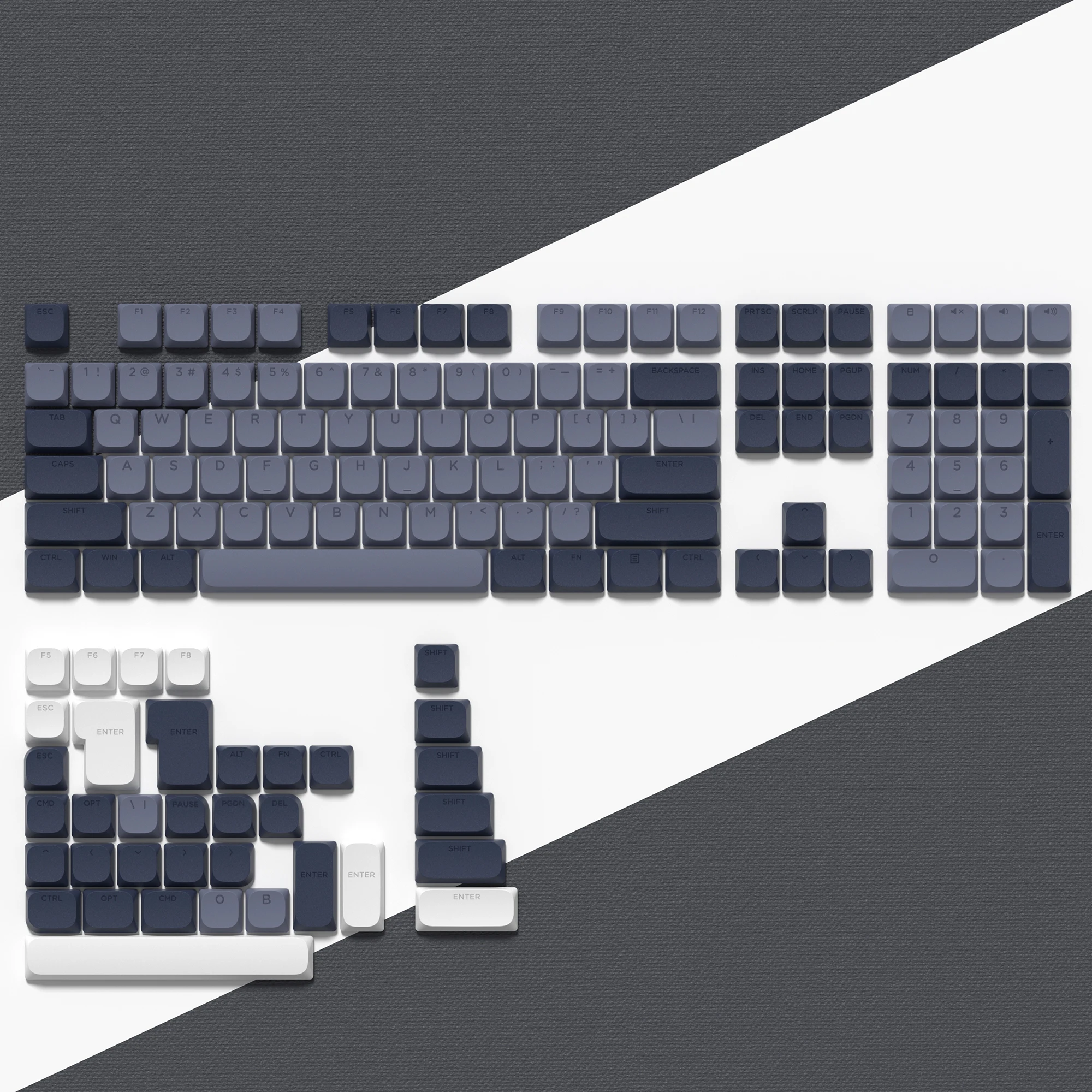 138 Key Dark Grey Low Profile PBT Keycaps Double Shot Custom Key