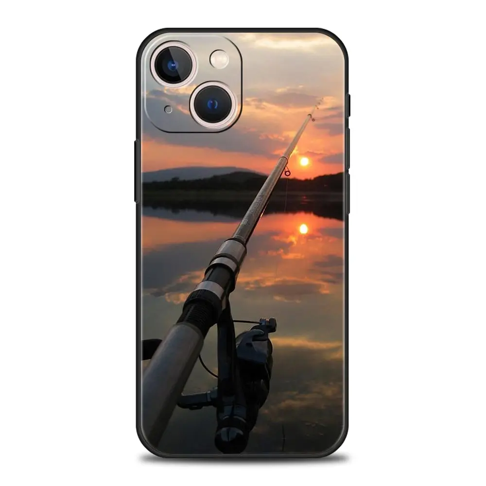 Phone Case For iPhone 16 15 14 13 12 11 Pro Max XS X XR SE 7 8 Plus Soft Silicone Black Cover Funda Luxury Carp Fishing Fish