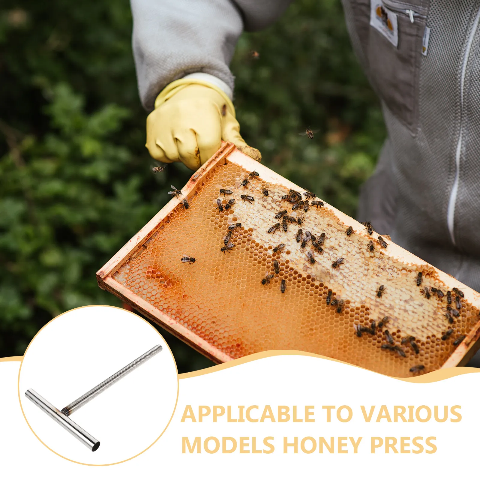 Stainless Steel Honey Press Spiral Screw Accessory T-Handle Manual Beekeeping Tool Honey Extractor Screw Rod Pressing Handle