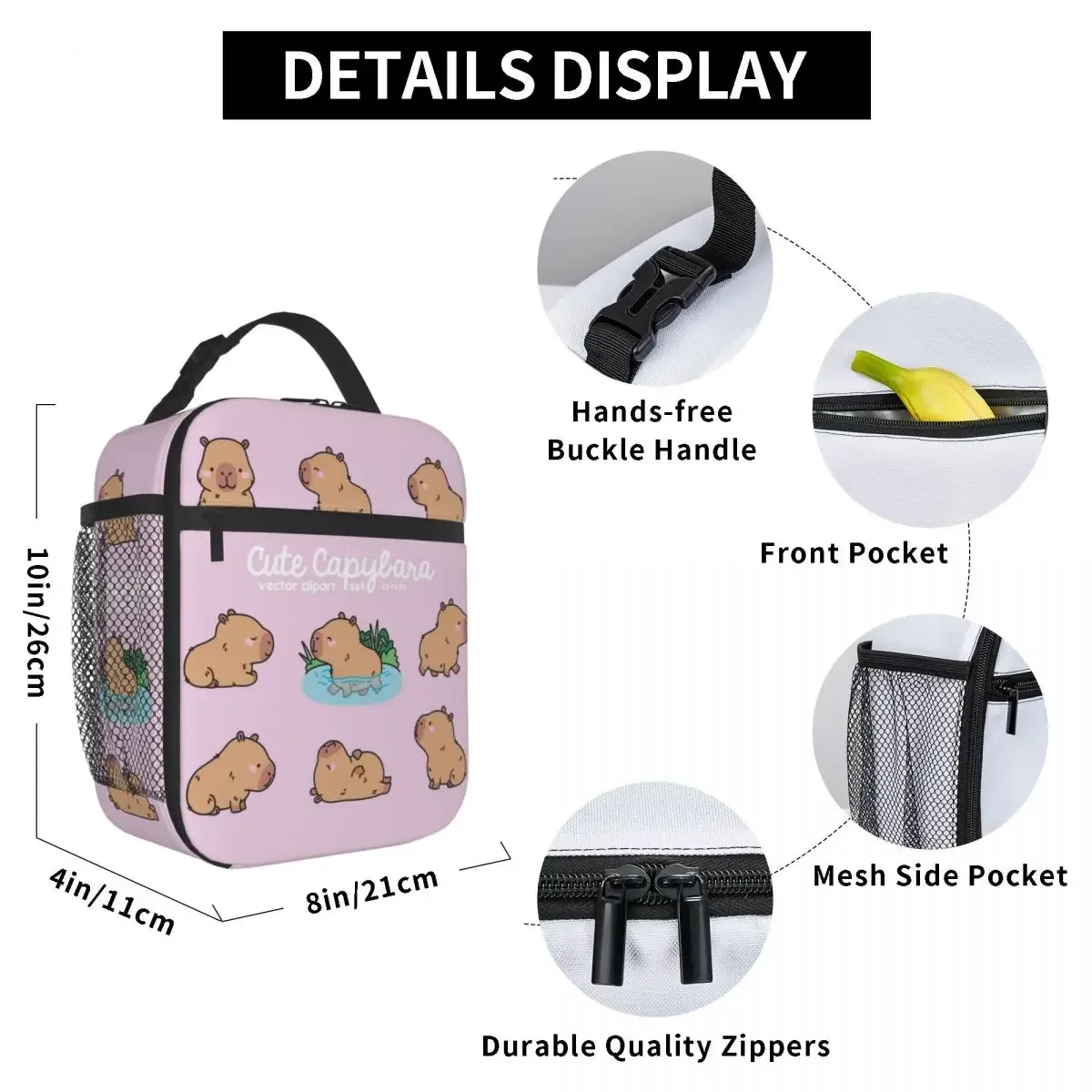 Custom Capybara Insulated Lunch Bag for Women Waterproof Thermal Cooler Bento Box Office Work School