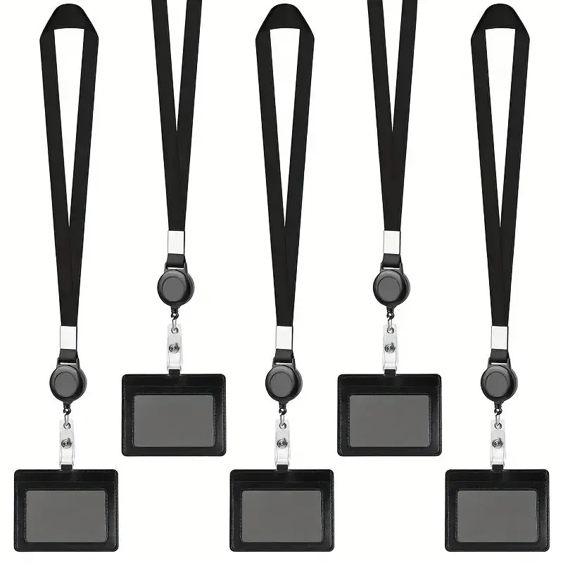Factory Access Card Holder with Extendable Buckle; 1 Work ID Card Holder with Hanging Rope and Zipper