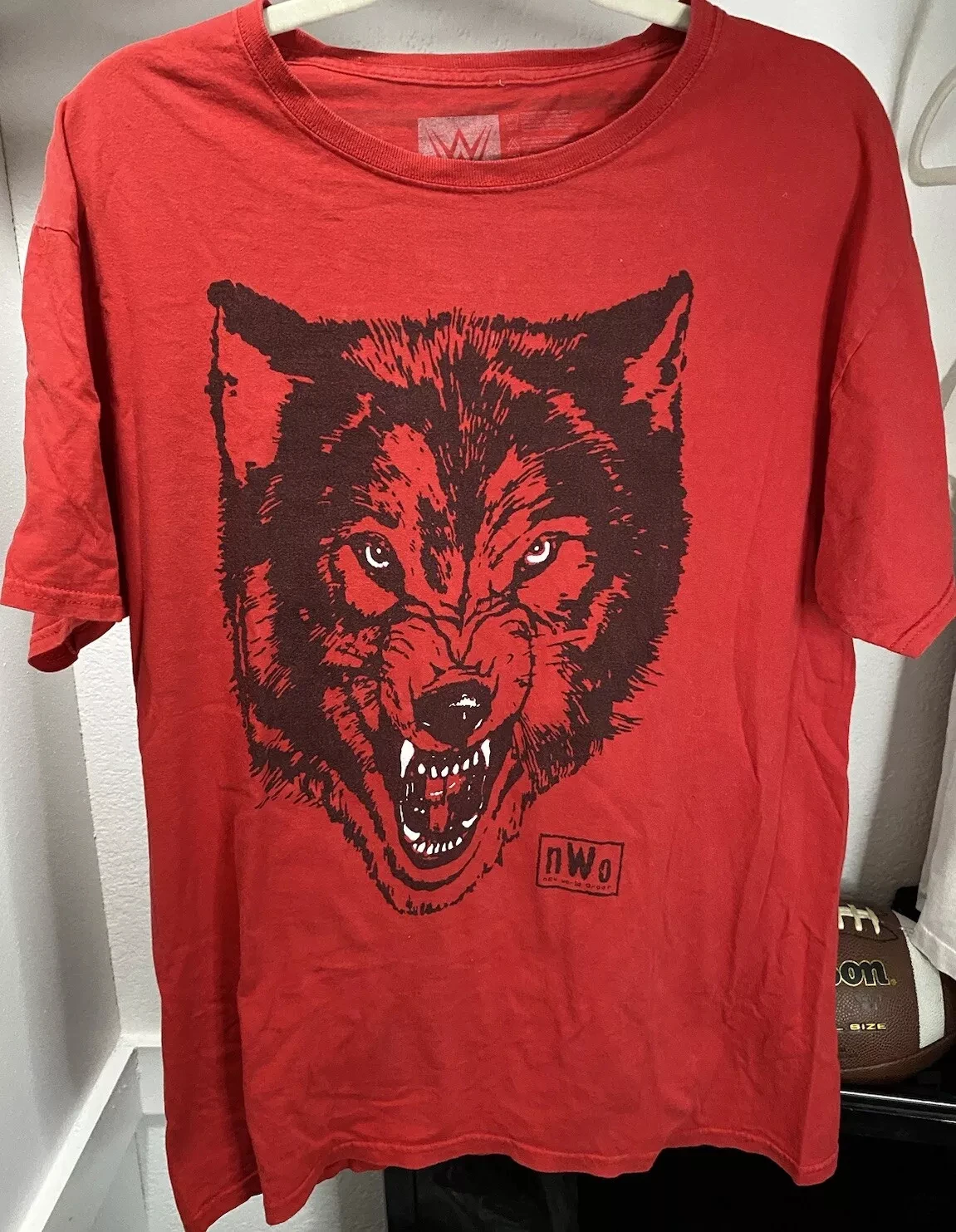 

WWE Мужская красная футболка nWo Wolfpac Wolf Sz Большая футболка для мужчин и женщин Футболка с группой Размер черного цвета с коротким рукавом Лето