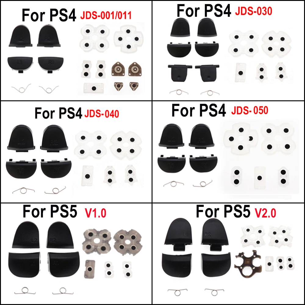 Handle Repair Parts Conductive Rubber Pad + L1 R1 L2 R2 Trigger Buttons +Spring For PS5 PS4 JDS JDM-010 011 030 040 050 055