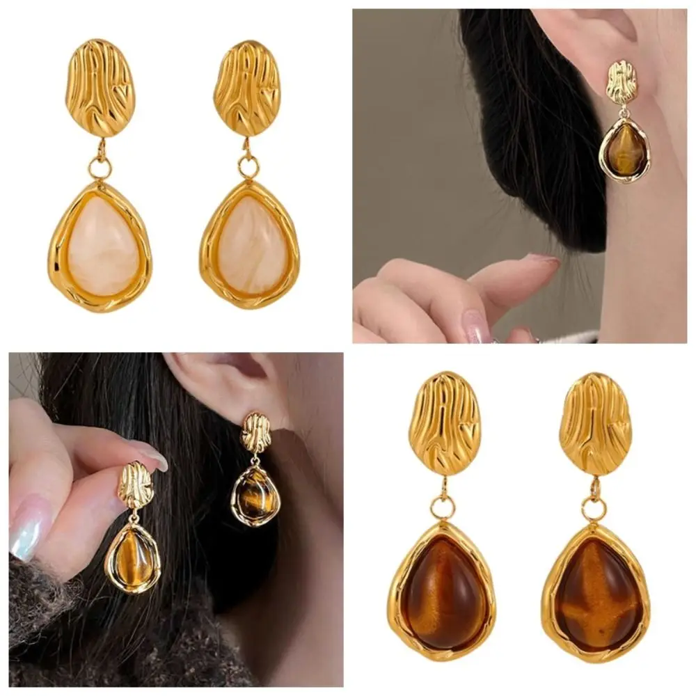 Stainless Steel Resin Amber Earrings Lightweight Hypoallergenic Chunky Hoop Earrings Translucent Drop Hoops Translucent Gifts