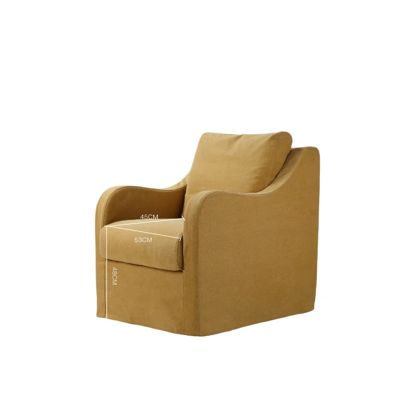 

Sofa chair removable and washable retro light luxury high armrest living room sandy wind fabric single sofa chair