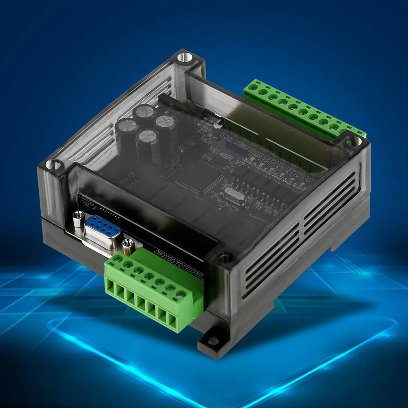 PLC وحدة تحكم منطقية قابلة للبرمجة مخرج مرحل DC24V FX1N-14MR لوحة تحكم صناعية