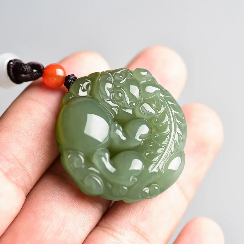 Natural Hetian Jade Pixiu Pendant Unisex Exquisitely Carved Ball Holding Jade Charm Perfect Festival Gift
