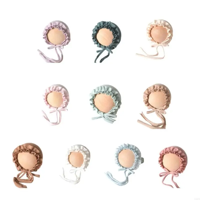 J2HD Soft Spandex Lace Trimmed Bonnet for Newborns 0-2 Month Baby Photography Hat