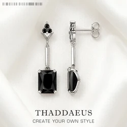 Drop Earrings Black Stones Elegant and Timeless Jewelry For Women Summer Brand New Sterling Silver 925 Vintage Gift
