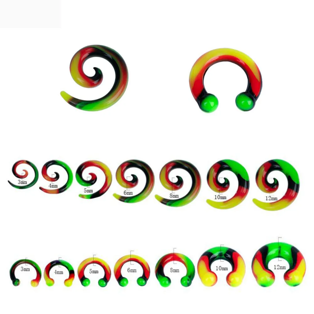 1 Pair 3-12mm Silicone Spiral Ear Gauges Plugs and Tunnel Flesh Punk Snail Ear Strechers Ear Expander Piercing Jewelry