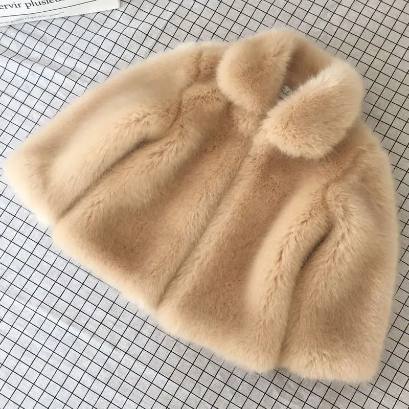 

Children Clothing Autumn Winter Faux Fur Coat Thickened Korean Style Boys Girls Casual Solid Winter Clothes for Children S119