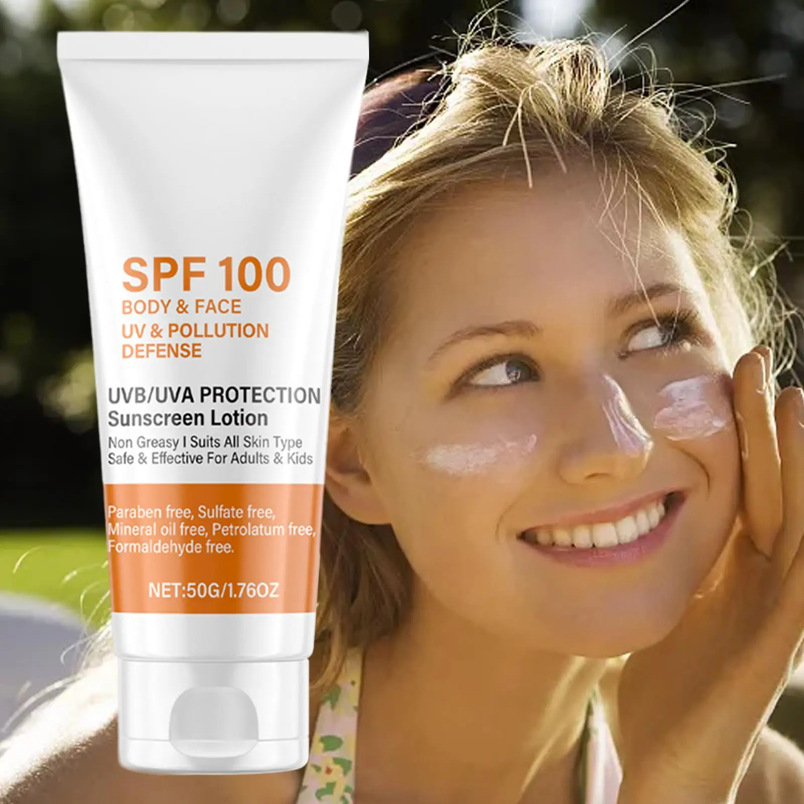 Protector Solar Facial y Corporal SPF 100+, Crema Protectora Solar No Grasa, Protección de Amplio Espectro UVA UVB, Antienvejecimiento, Hidratante