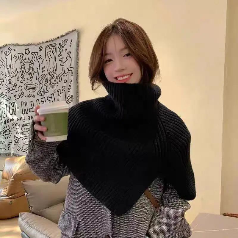 Scarf Women Pullover Sweater Knitted Shawl Korean Versatile Neck Cover Knitted Shawl High Neck Camisole Shawl Clothes Accessory