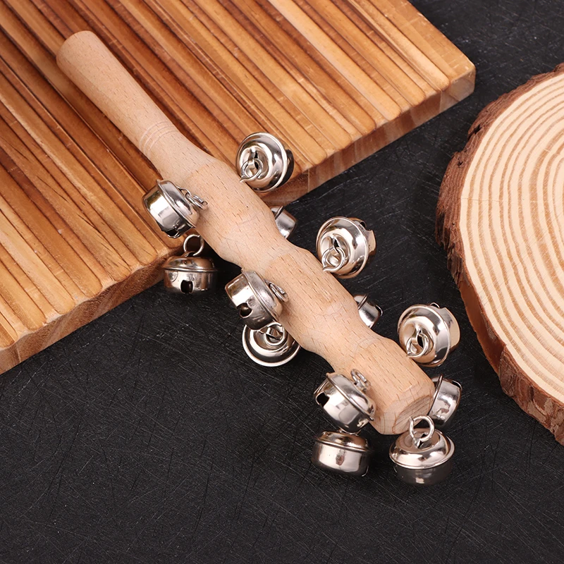 Sonaglio in legno da 19 cm per bambini, strumento musicale per discussione, giocattolo per feste, bambini, educazione precoce, campanelli, sussidi didattici per la scuola materna