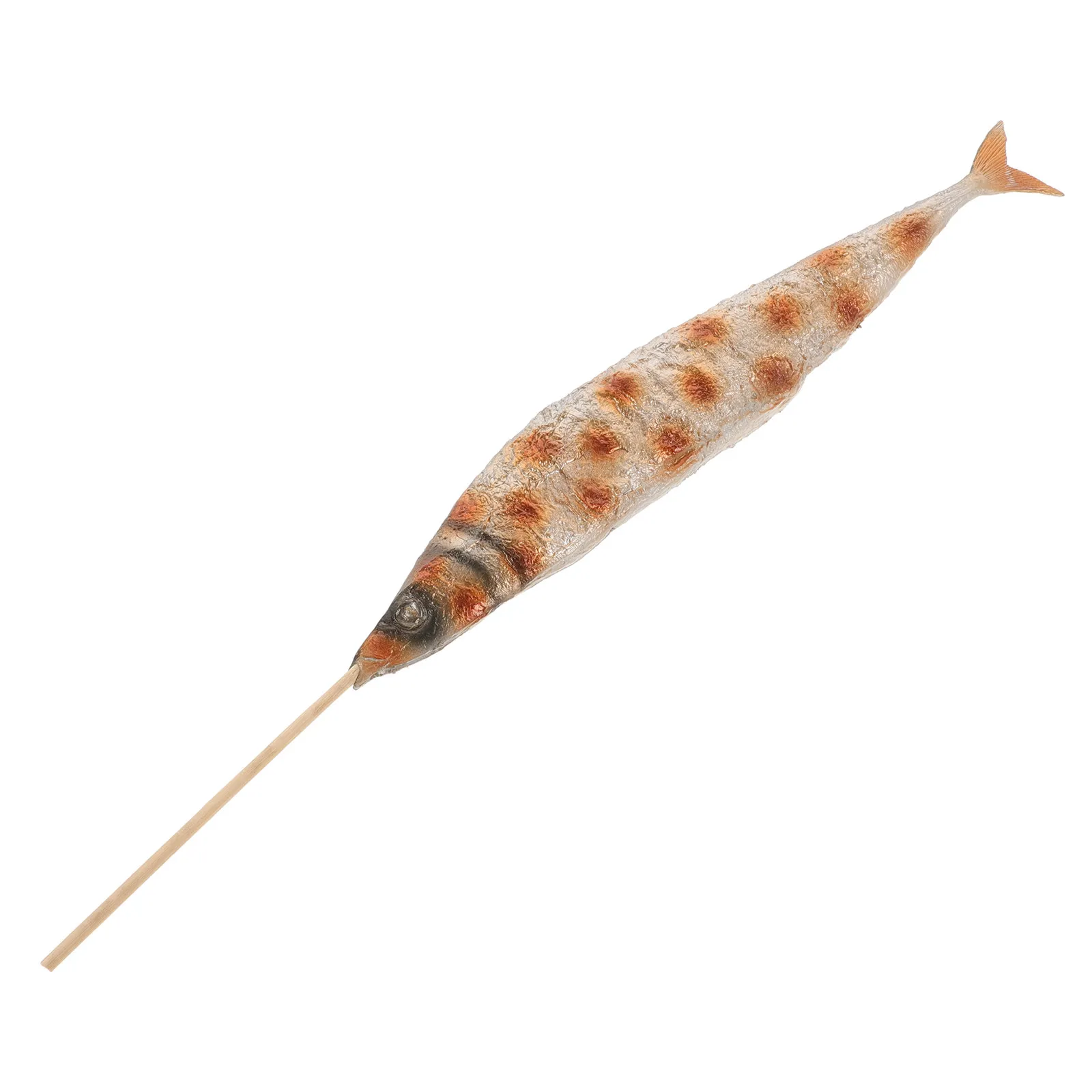 Lifelike Simulated Roasted Saury Food Prop Artificial Barbecue Skewer Display for Eateries Pretend Play Kitchens Faux Seafood