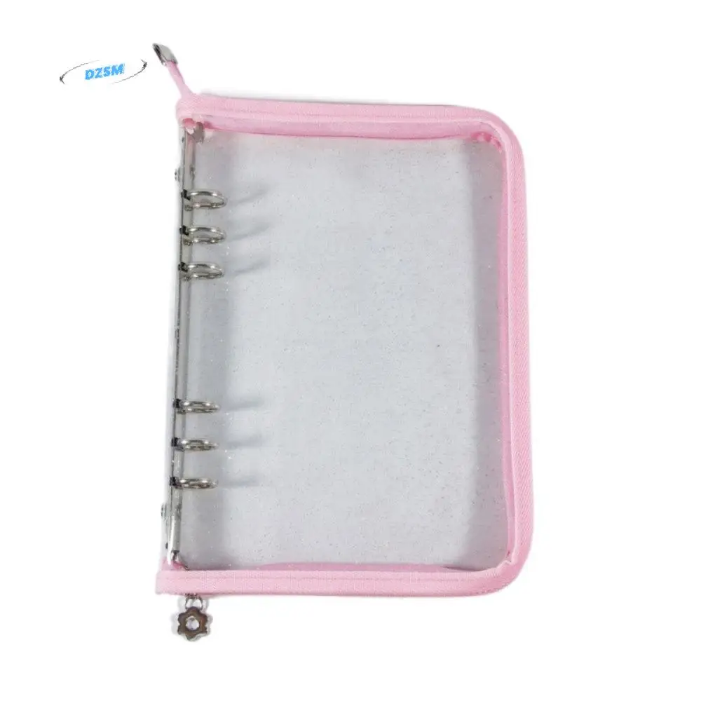 

Reusable Loose-leaf Binder Cover Glitter Zipper Closure Transparent Photo Album Multi Pockets Refill Sticker Keeper