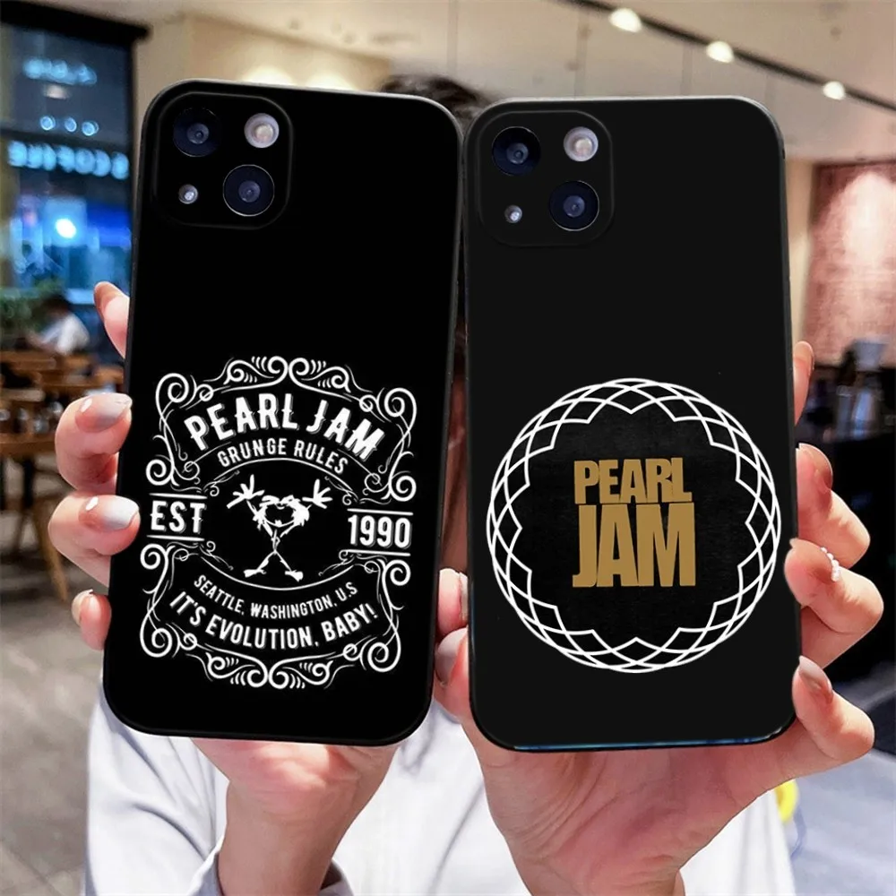 P-Pearl Jam R-Rock Band Phone Case For iPhone 14,13,12 Mini 11 Pro XR,X,XS,MAX 6S,7,8 Plus Silicone Cover Soft black