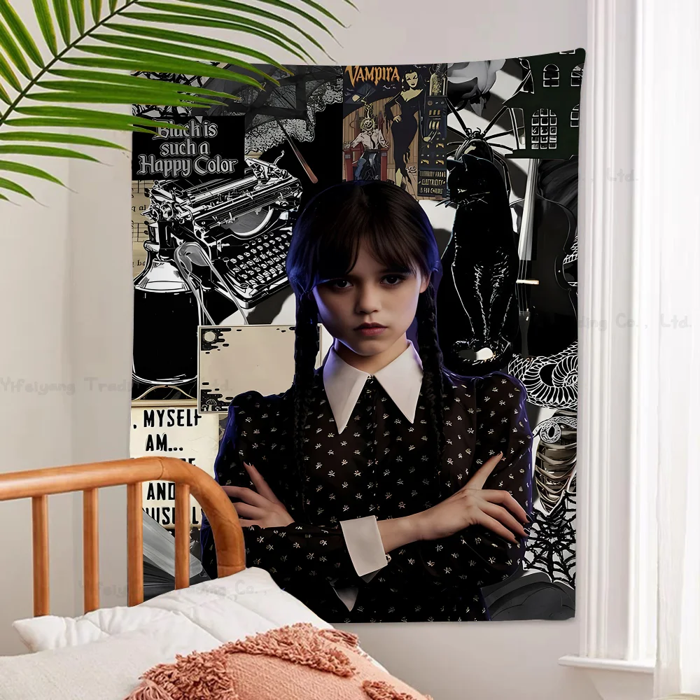 American Movie TV W-Wednesday A-Addams Tapestry Art Printing Art Science Fiction Room Home Decor Wall Art Decor