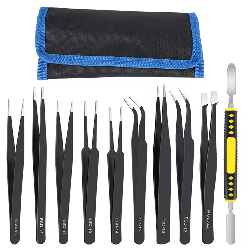

ABKP-Anti-Static Precision Tweezers Anti-Static Stainless Steel Tools For Electronics, Industrial Repair